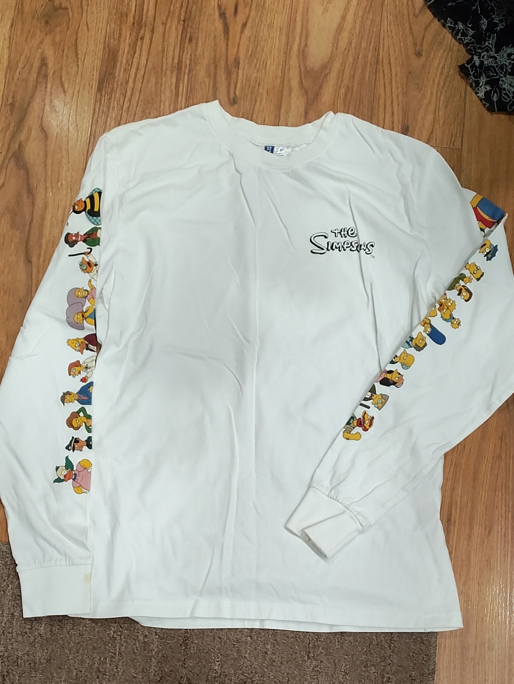 H&M White The Simpsons Long Sleeve Character Sleeve Tee